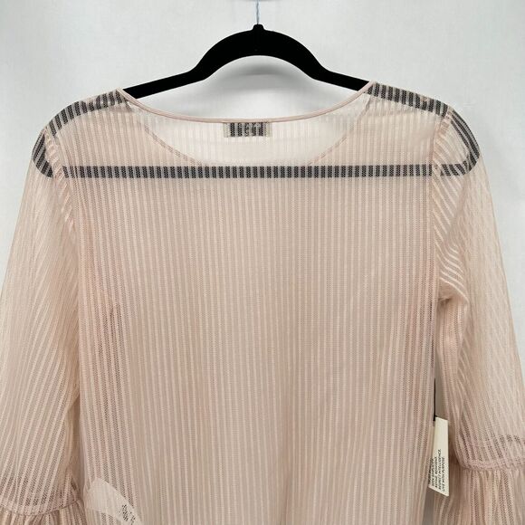 NWT Aritzia Babaton Humbert Blouse Womens XS‎ Sheer Lace Mesh Pink Coquette Boho - Picture 9 of 12